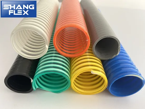 Dreifarbiger flexibler PVC-Saugschlauch mit gewellter Spirale