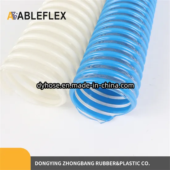 Transparenter PVC-Stahldrahtschlauch, verstärkter Saugschlauch für Wasserabfluss, Feder-PVC-Spiralschlauch